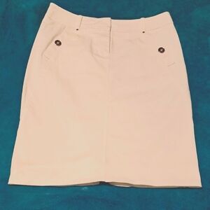 White House Black Market Tan Knee-Length Pencil Skirt